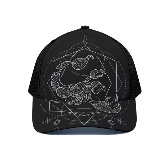Black And White Scorpio Sign Print Black Mesh Trucker Cap