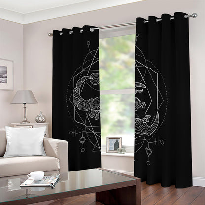 Black And White Scorpio Sign Print Blackout Grommet Curtains