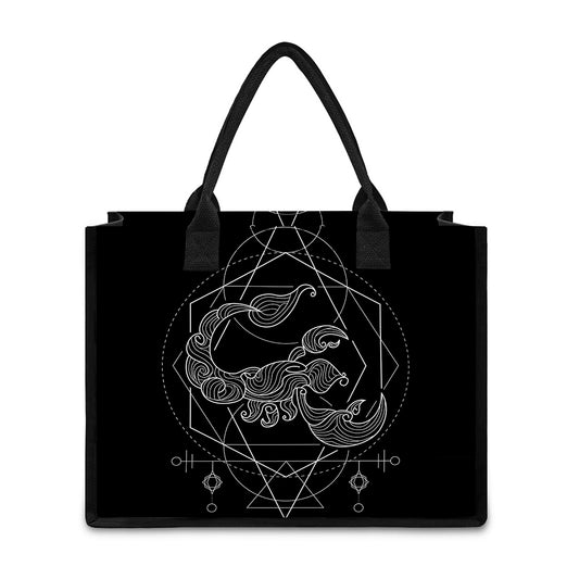Black And White Scorpio Sign Print Canvas Tote Bag