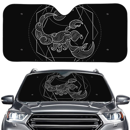 Black And White Scorpio Sign Print Car Windshield Sun Shade