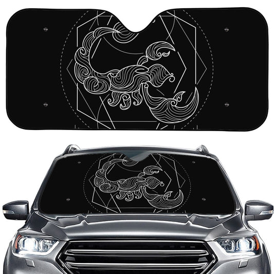 Black And White Scorpio Sign Print Car Windshield Sun Shade