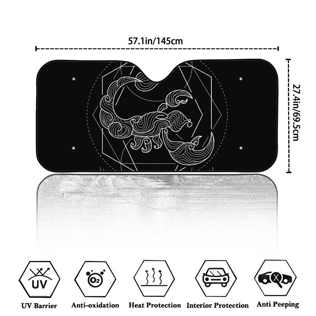 Black And White Scorpio Sign Print Car Windshield Sun Shade