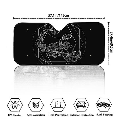 Black And White Scorpio Sign Print Car Windshield Sun Shade