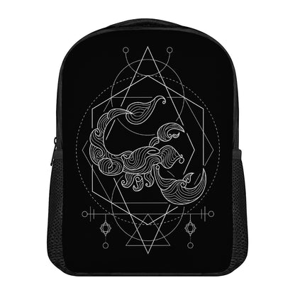 Black And White Scorpio Sign Print Casual Backpack