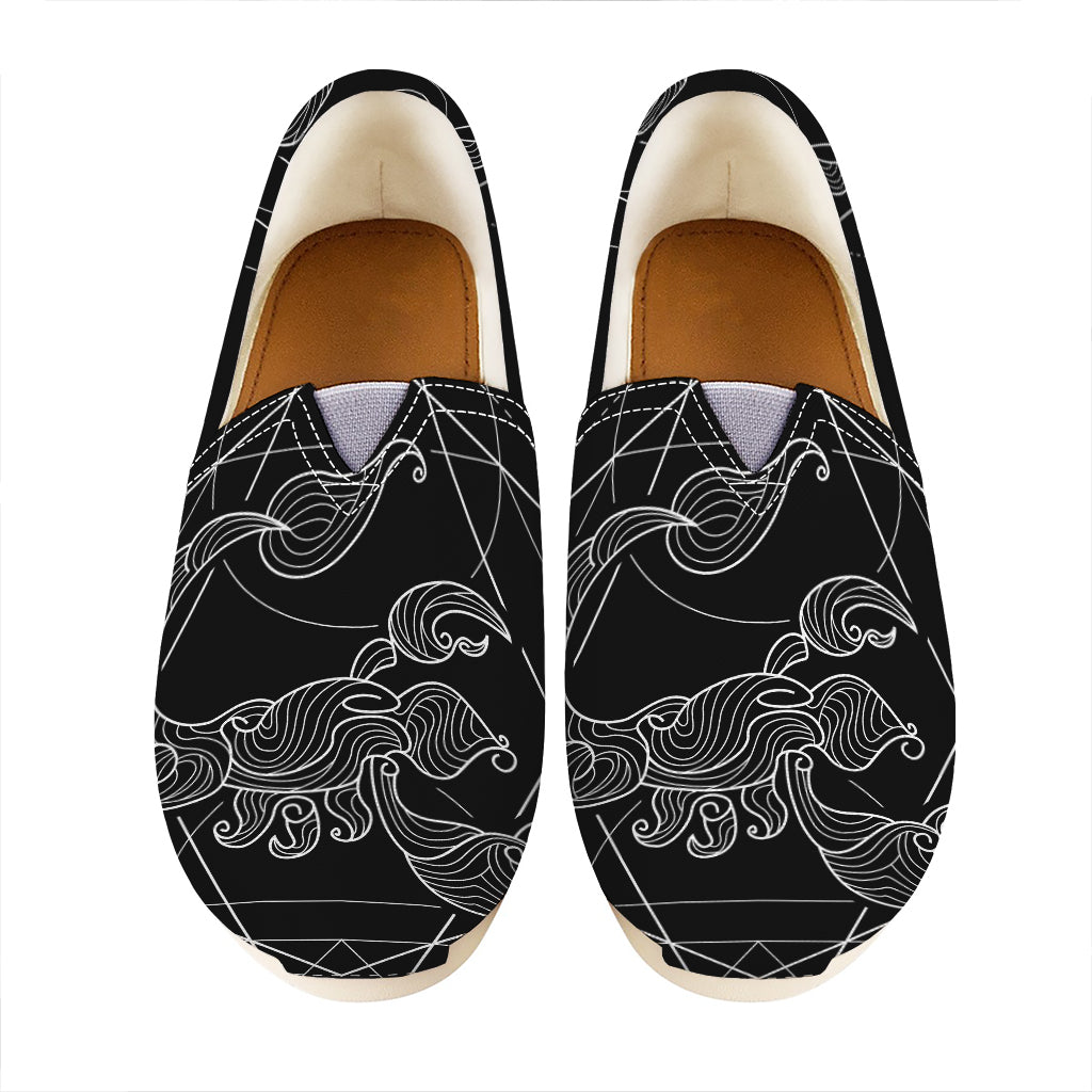 Black And White Scorpio Sign Print Casual Shoes