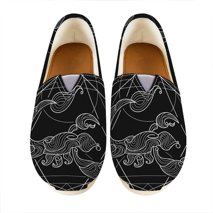 Black And White Scorpio Sign Print Casual Shoes