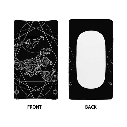 Black And White Scorpio Sign Print Changing Pad Cover