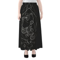 Black And White Scorpio Sign Print Chiffon Maxi Skirt