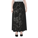 Black And White Scorpio Sign Print Chiffon Maxi Skirt