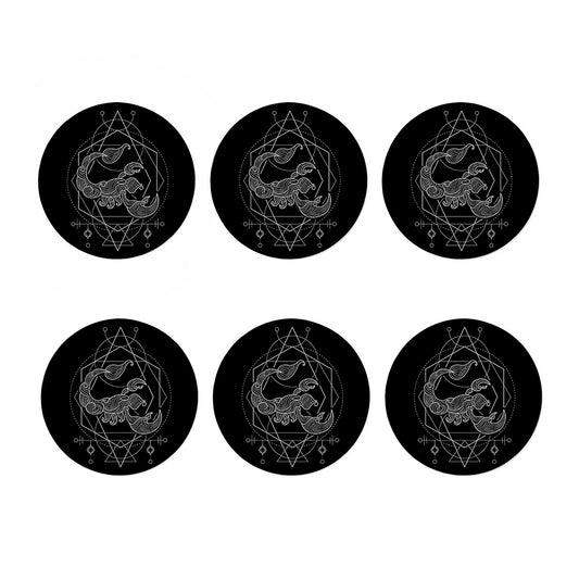 Black And White Scorpio Sign Print Coaster Set