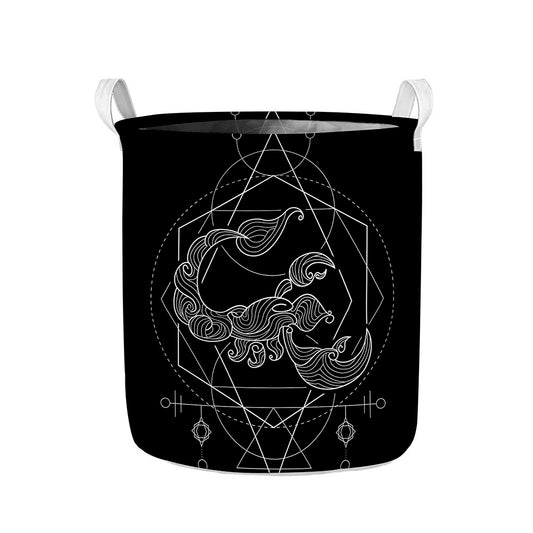 Black And White Scorpio Sign Print Collapsible Laundry Basket
