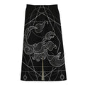 Black And White Scorpio Sign Print Cotton Front Slit Maxi Skirt