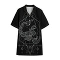 Black And White Scorpio Sign Print Cotton Hawaiian Shirt