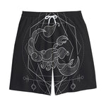 Black And White Scorpio Sign Print Cotton Shorts