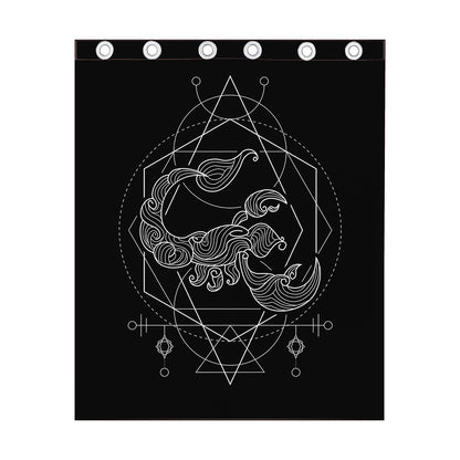 Black And White Scorpio Sign Print Curtain