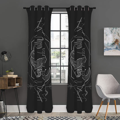 Black And White Scorpio Sign Print Curtain