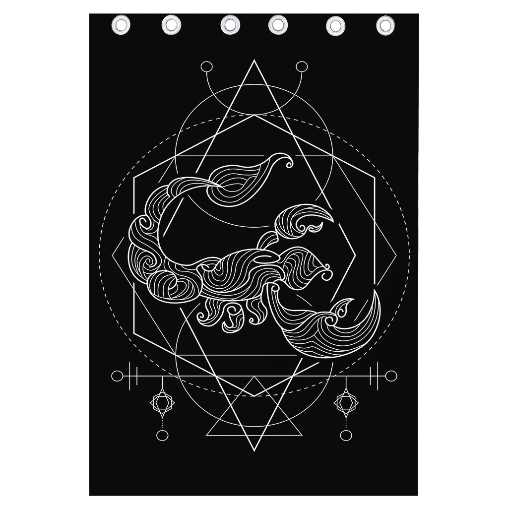 Black And White Scorpio Sign Print Curtain