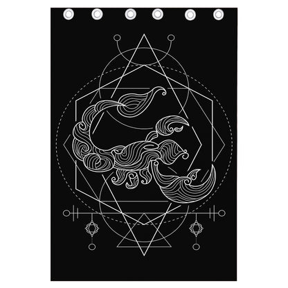 Black And White Scorpio Sign Print Curtain
