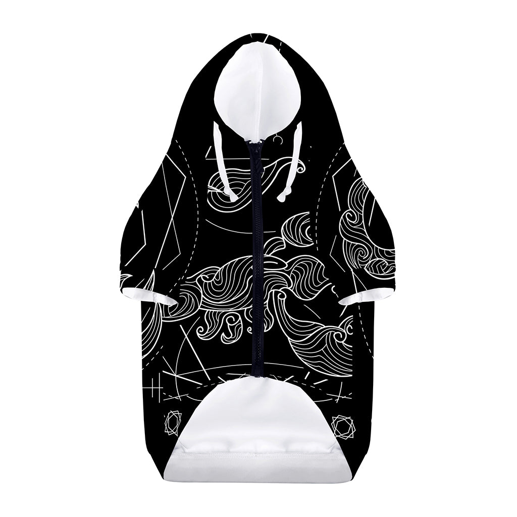 Black And White Scorpio Sign Print Dog Zip Up Hoodie