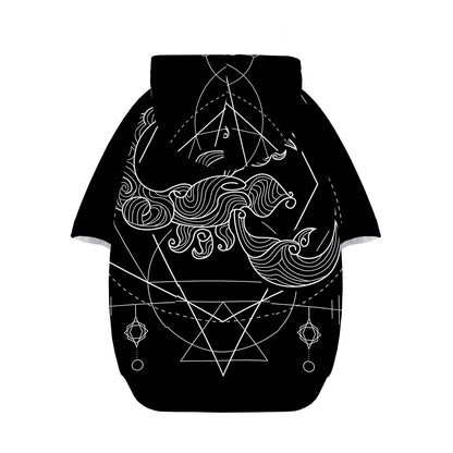 Black And White Scorpio Sign Print Dog Zip Up Hoodie