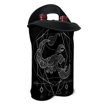 Black And White Scorpio Sign Print Double Neoprene Wine Tote