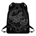 Black And White Scorpio Sign Print Drawstring Backpack