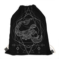 Black And White Scorpio Sign Print Drawstring Bag