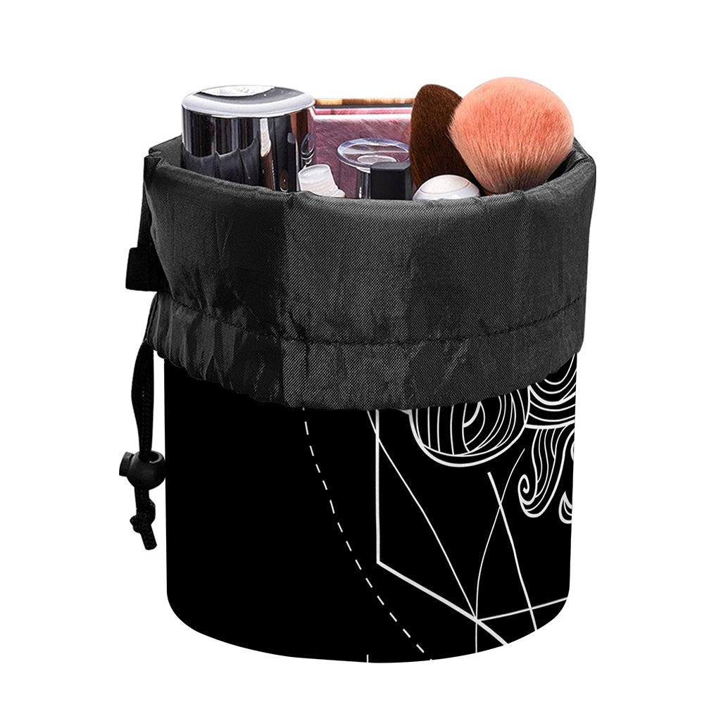 Black And White Scorpio Sign Print Drawstring Makeup Bag