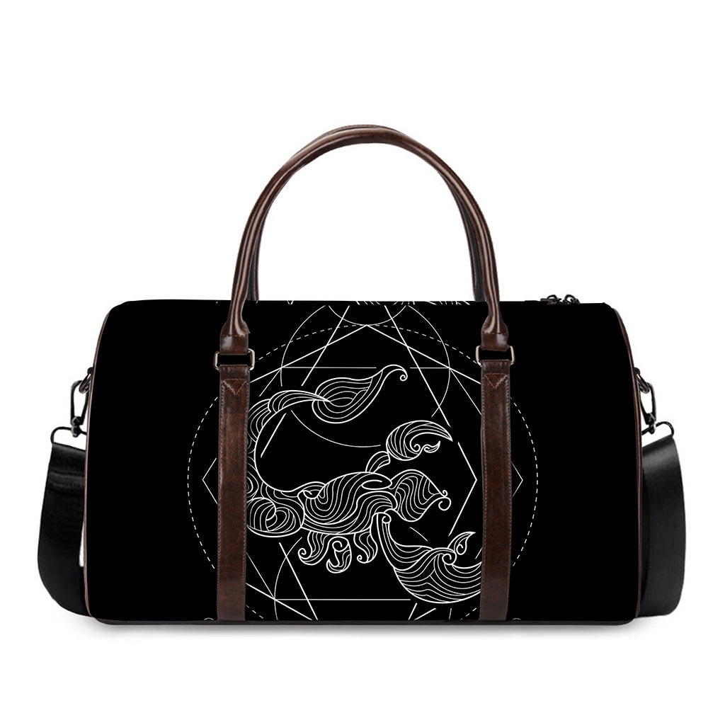 Black And White Scorpio Sign Print Duffle Bag