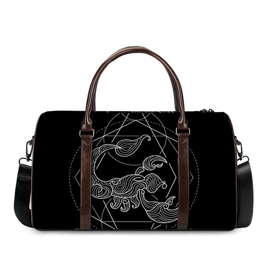 Black And White Scorpio Sign Print Duffle Bag