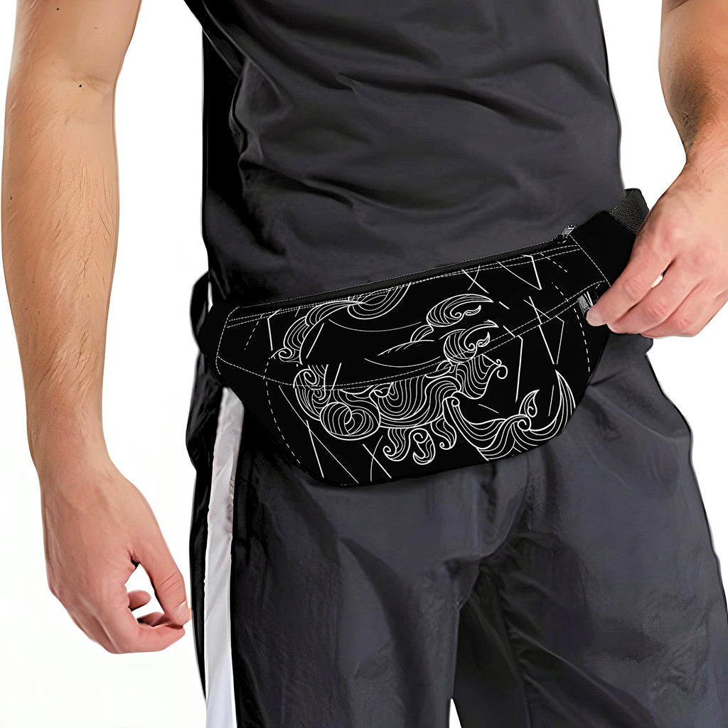Black And White Scorpio Sign Print Fanny Pack