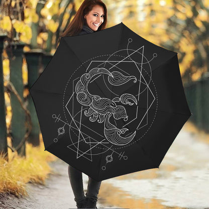 Black And White Scorpio Sign Print Foldable Umbrella