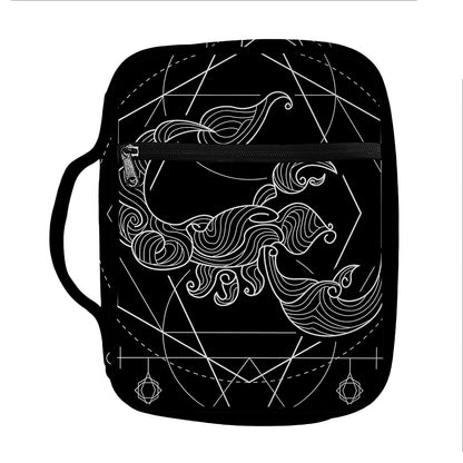 Black And White Scorpio Sign Print Front Pocket Bible Bag