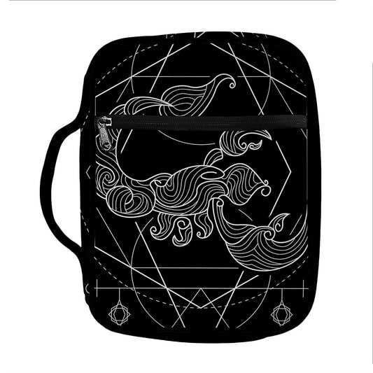 Black And White Scorpio Sign Print Front Pocket Bible Bag