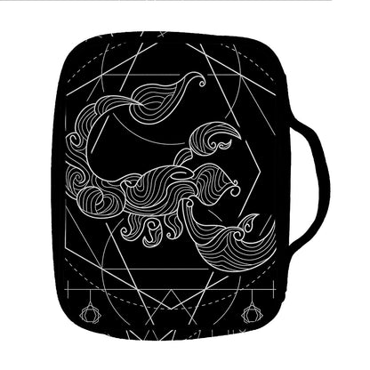 Black And White Scorpio Sign Print Front Pocket Bible Bag