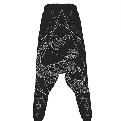 Black And White Scorpio Sign Print Hammer Pants