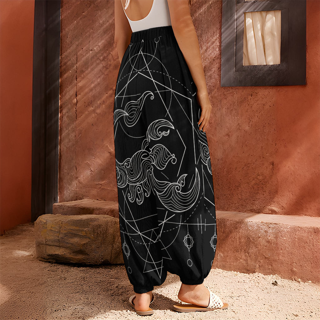 Black And White Scorpio Sign Print Harem Pants