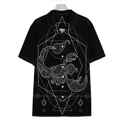 Black And White Scorpio Sign Print Hawaiian Shirt