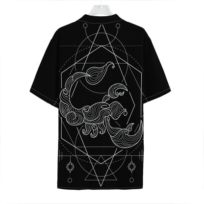 Black And White Scorpio Sign Print Hawaiian Shirt