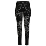 Black And White Scorpio Sign Print High-Waisted Pocket Leggings