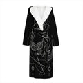 Black And White Scorpio Sign Print Hooded Bathrobe