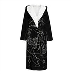 Black And White Scorpio Sign Print Hooded Bathrobe