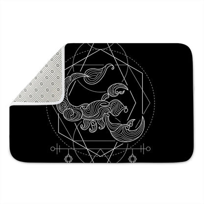 Black And White Scorpio Sign Print Indoor Door Mat