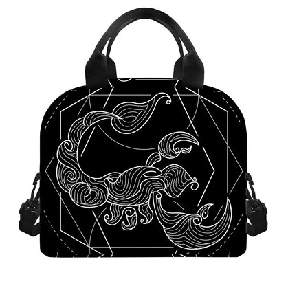 Black And White Scorpio Sign Print Insulated Lunch Bag