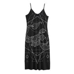 Black And White Scorpio Sign Print Jersey Midi Cami Dress