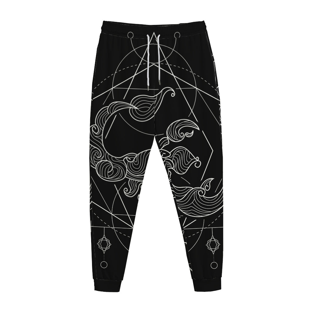 Black And White Scorpio Sign Print Jogger Pants