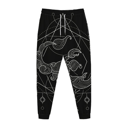 Black And White Scorpio Sign Print Jogger Pants