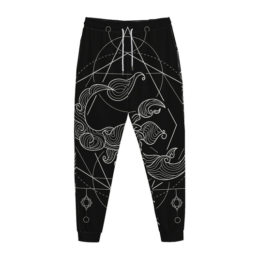 Black And White Scorpio Sign Print Jogger Pants