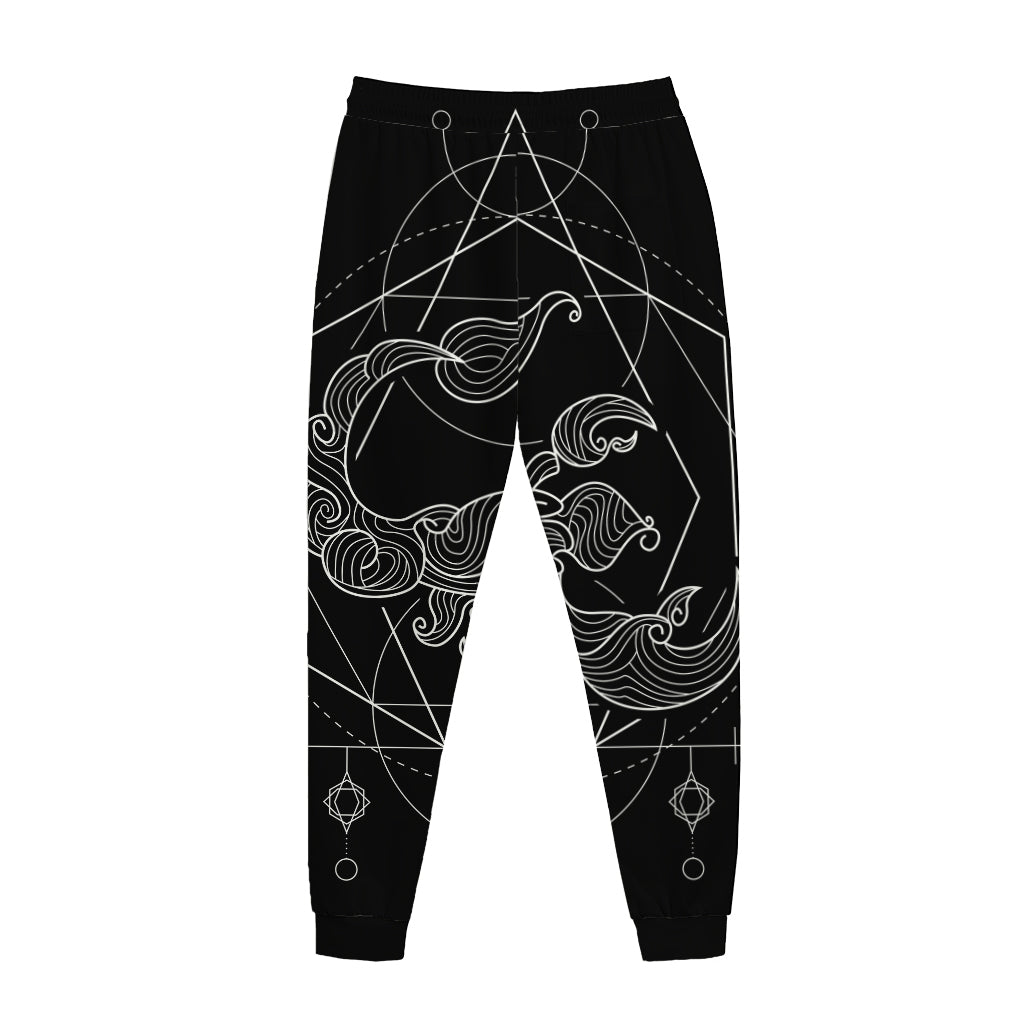 Black And White Scorpio Sign Print Jogger Pants