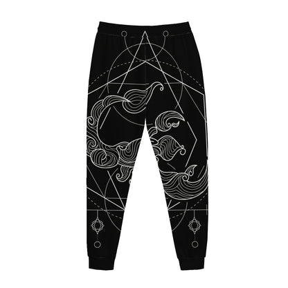 Black And White Scorpio Sign Print Jogger Pants